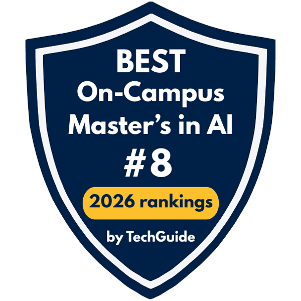 Named #8 best on-campus MS in Artificial Intelligence program for 2026 by TechGuide