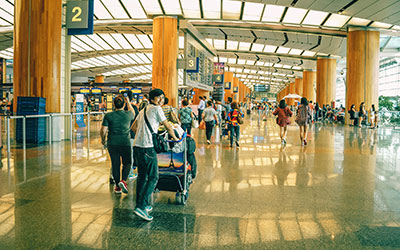 A student at an airport