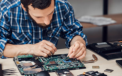 UB engineering student working on a project