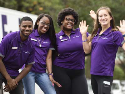 University staff welcoming new students