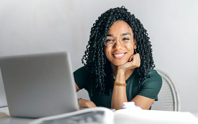 UB student with a laptop