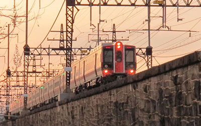 Metro North train at BPT station