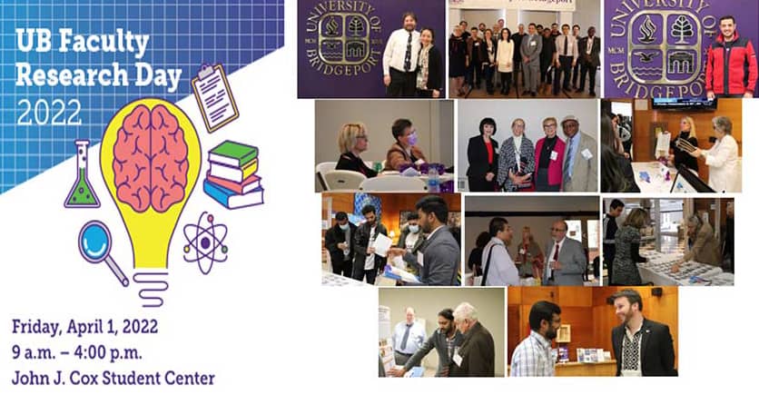 April 1 2022 Faculty Research Day poster and collage
