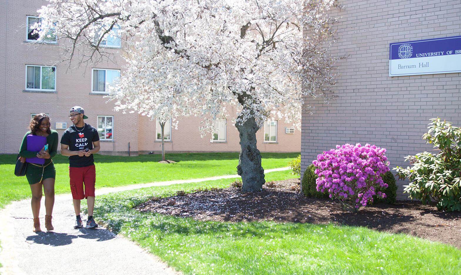 UB students outside Barnum residence hall