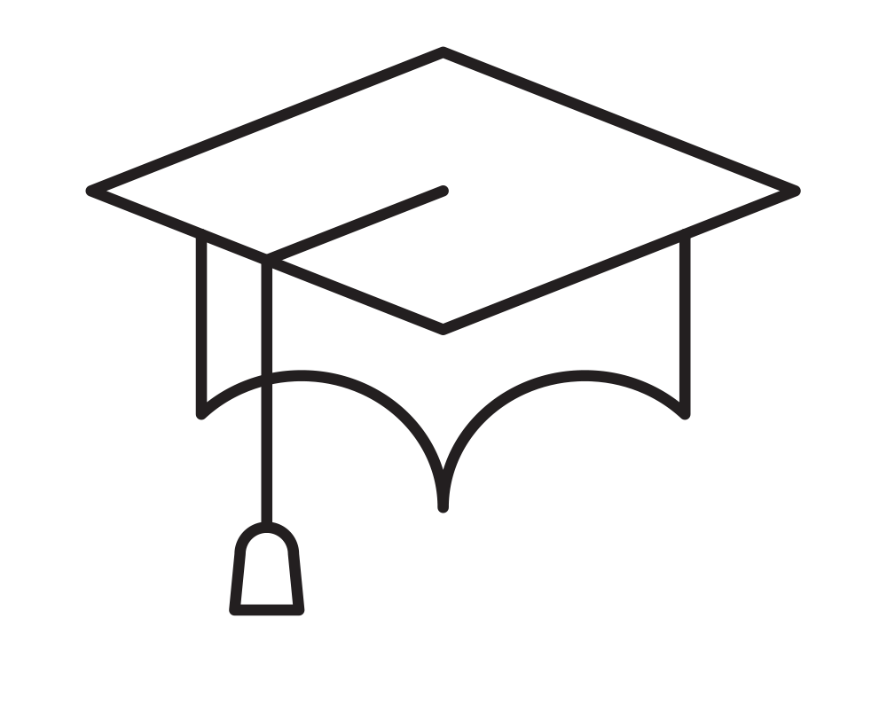 line art illustration of a grad cap