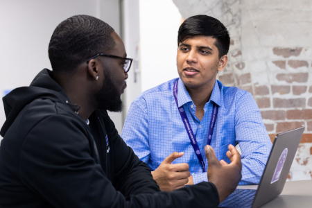 UB student and a financial advisor