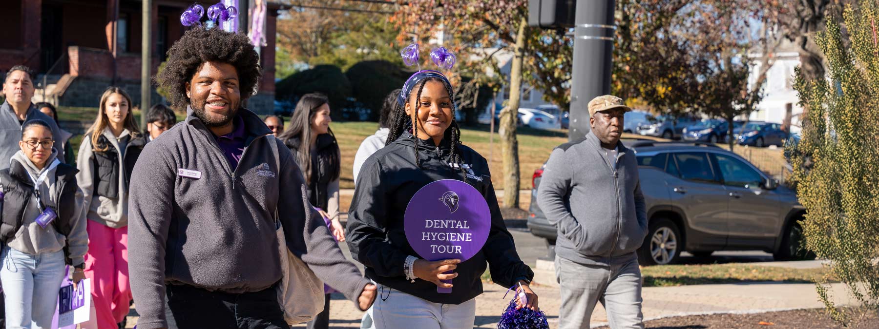 students touring the UB campus